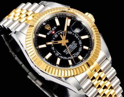 AR Factory Rolex Sky-dweller 42*14.5mm 316L Steel Two-tone Gold Jubilee Bracelet 9002 Movement Black Watch